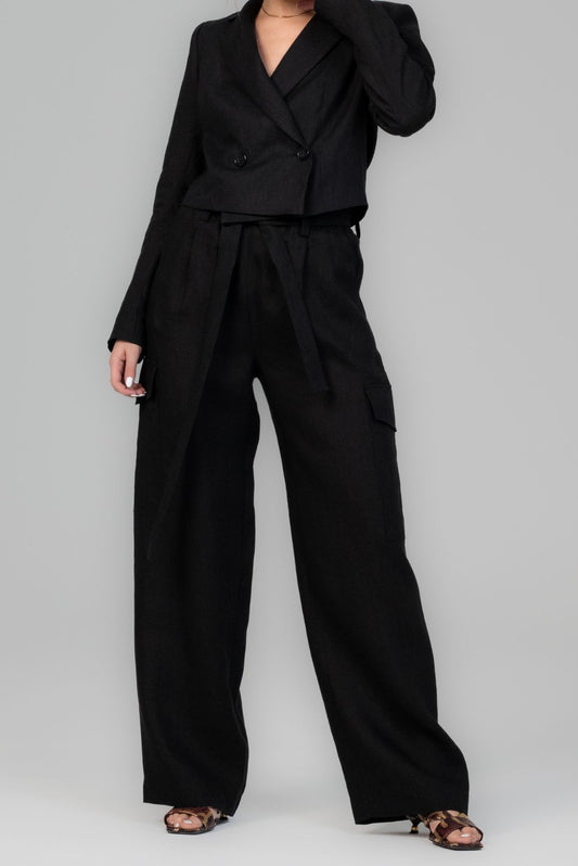 Lniane spodnie cargo