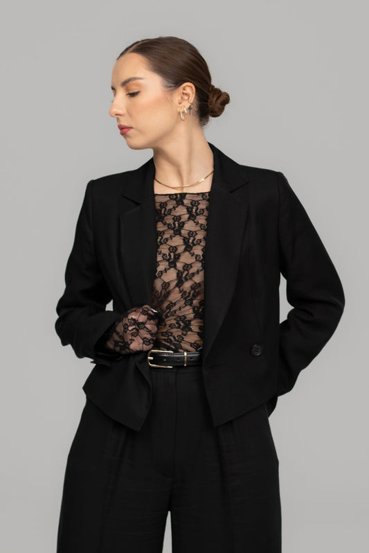 Krótka marynarka damska z wiskozy i lyocellu