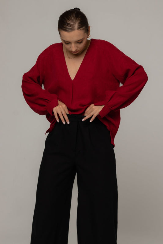 Bluzka z dekoltem V żakardowa