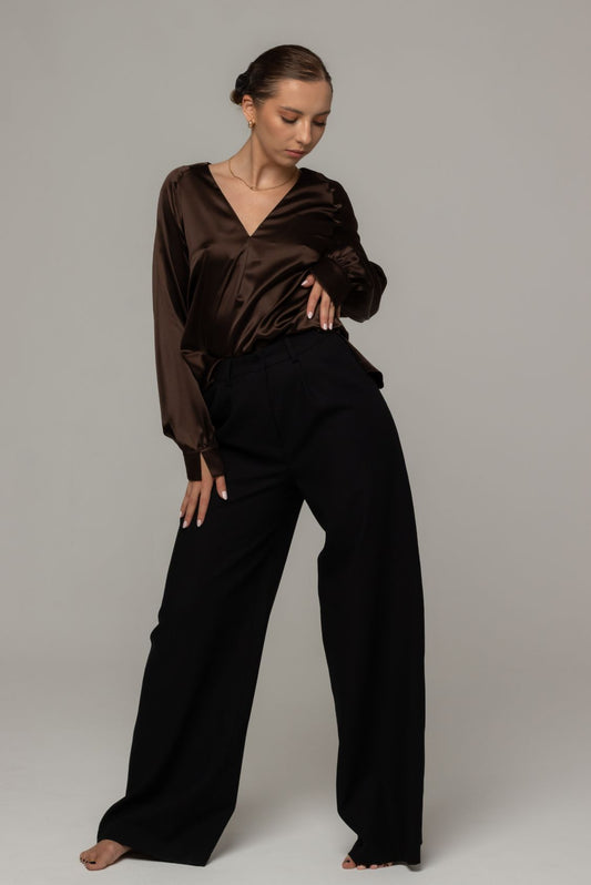 Bluzka z jedwabiu naturalnego z dekoltem V