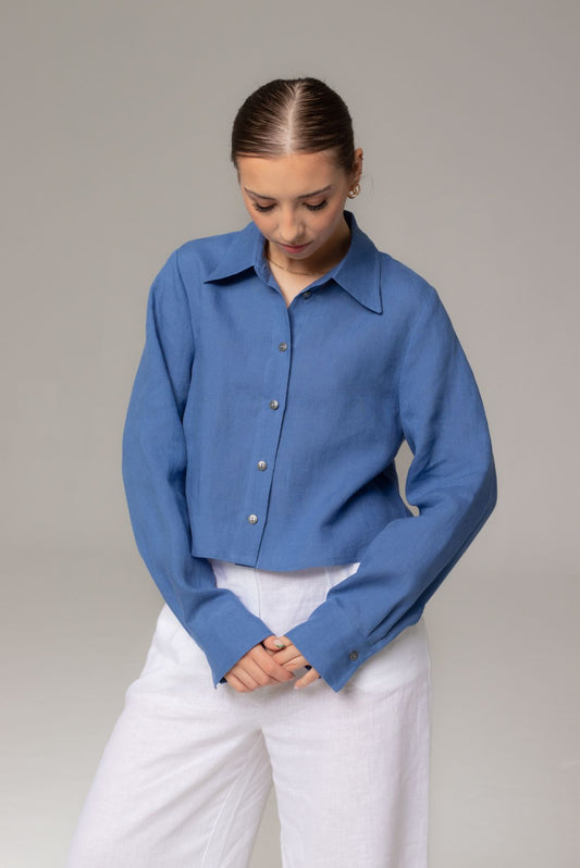 Lniana krótka koszula damska