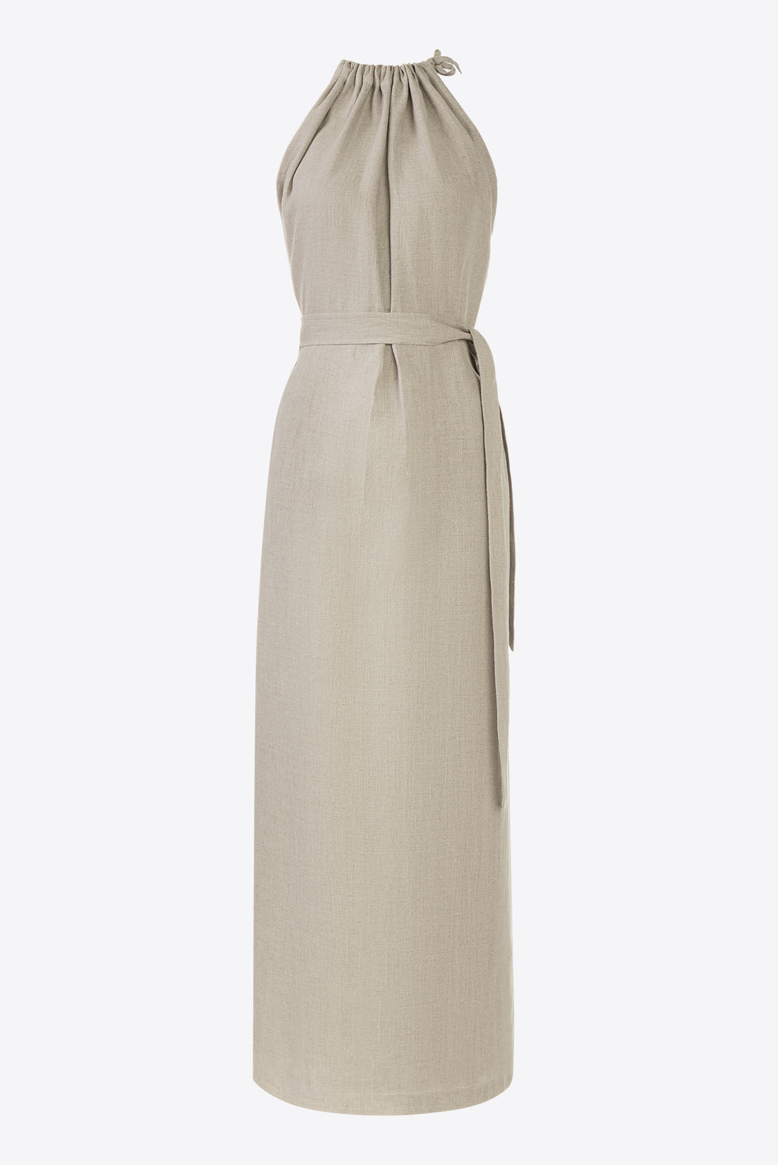 Lniana sukienka maxi elegancka beżowa - Amalfi od Holystic.pl