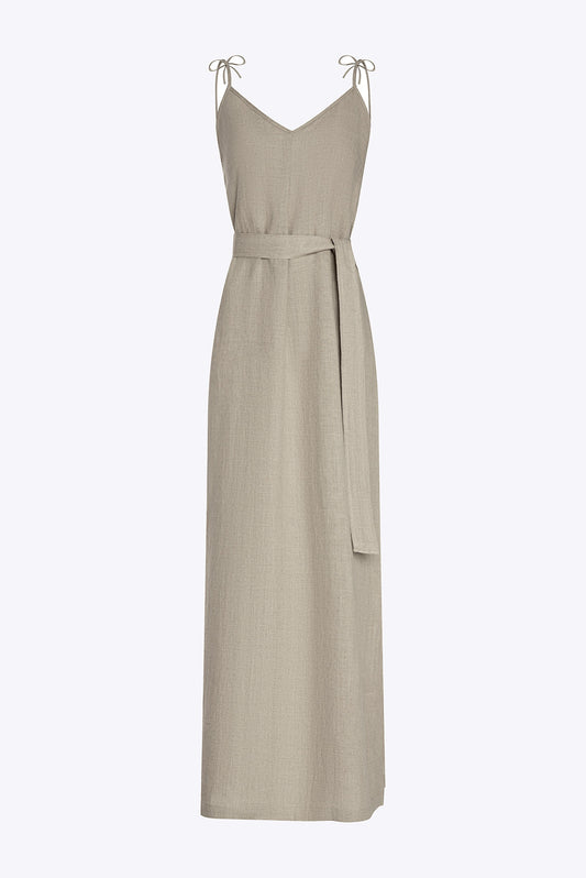 Lniana sukienka na ramiączkach maxi - Positano