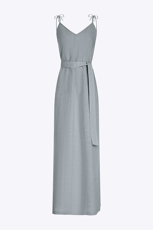 Lniana sukienka na ramiączkach maxi - Positano