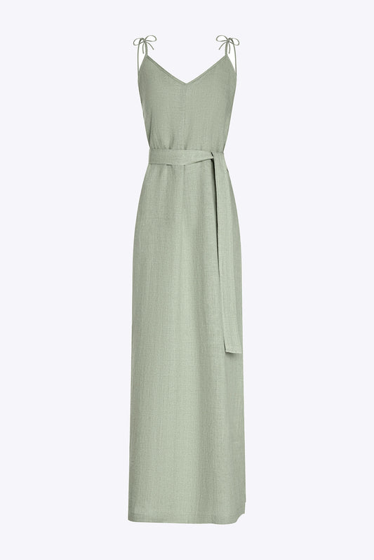 Lniana sukienka na ramiączkach maxi - Positano