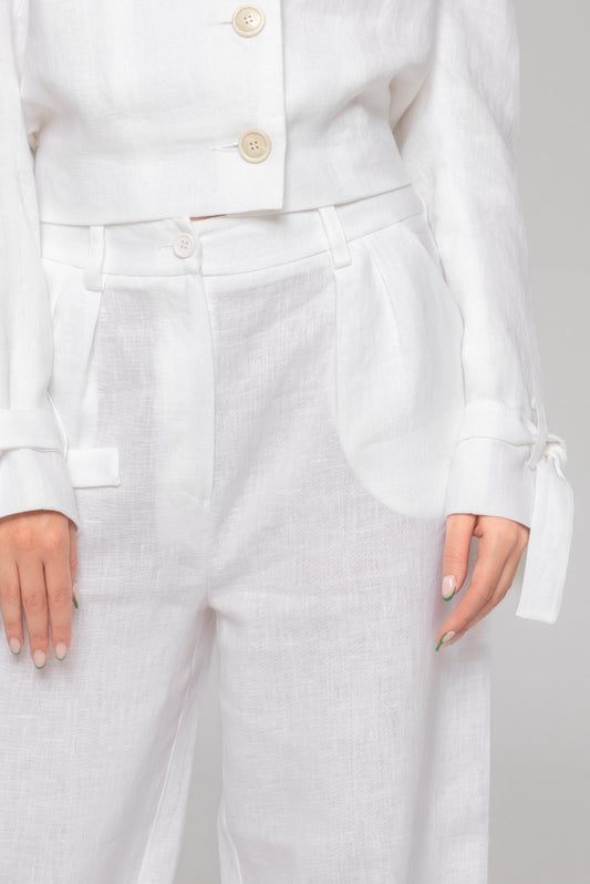 Lniane spodnie z wysokim stanem - Maiori