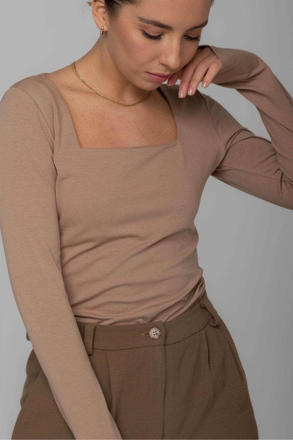 Longsleeve damski z kwadratowym dekoltem z bawełny organicznej