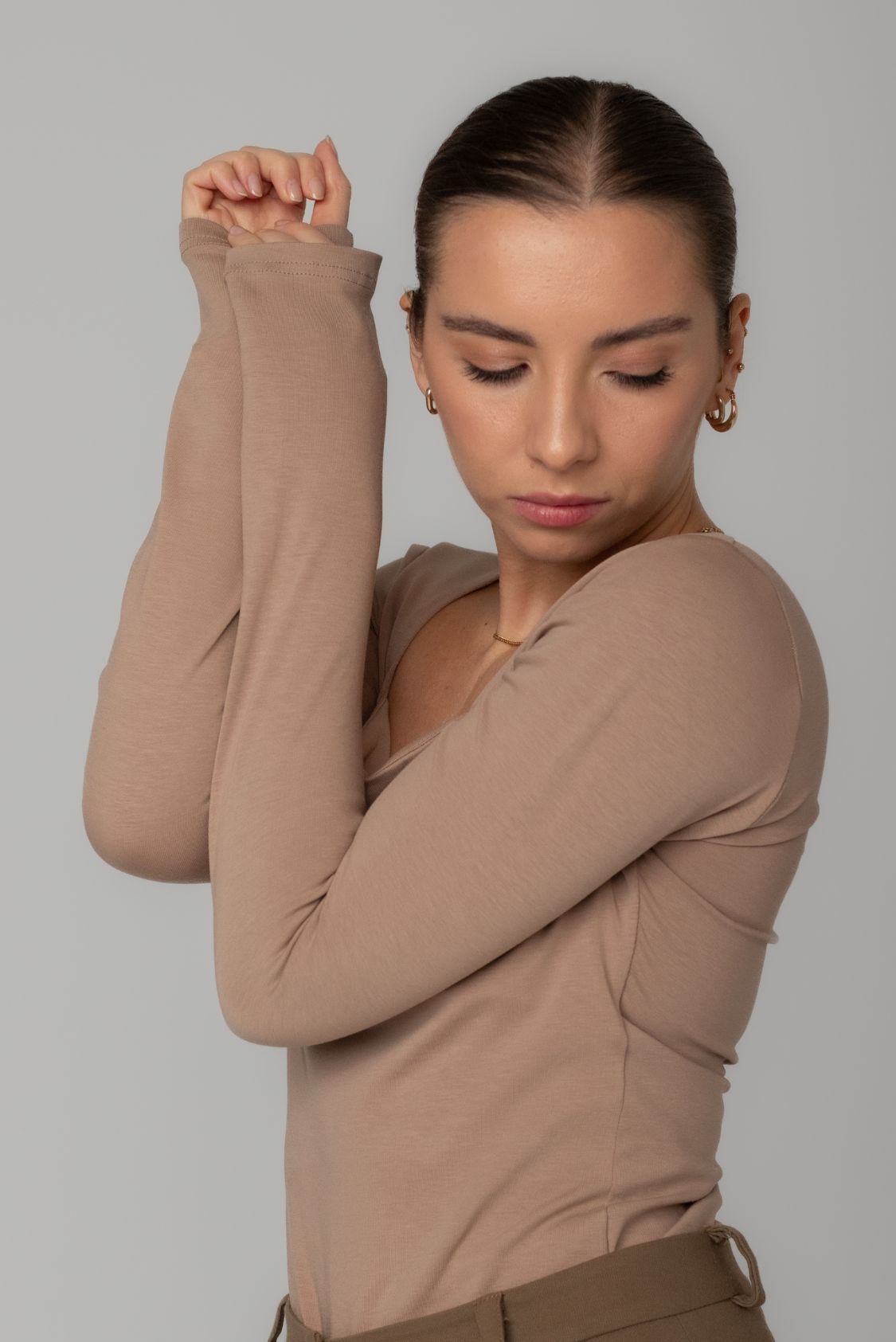 Longsleeve damski z kwadratowym dekoltem z bawełny organicznej