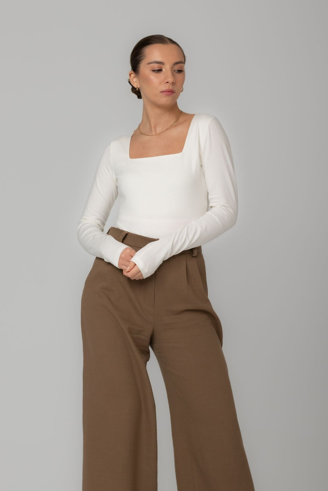 Longsleeve damski z kwadratowym dekoltem z bawełny organicznej
