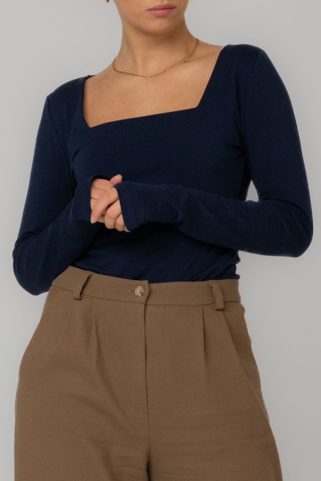 Longsleeve damski z kwadratowym dekoltem z bawełny organicznej