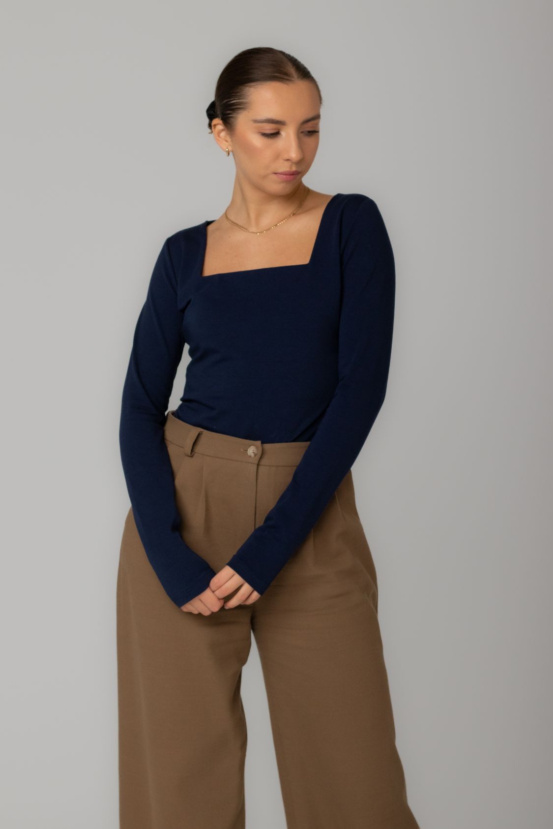 Longsleeve damski z kwadratowym dekoltem z bawełny organicznej