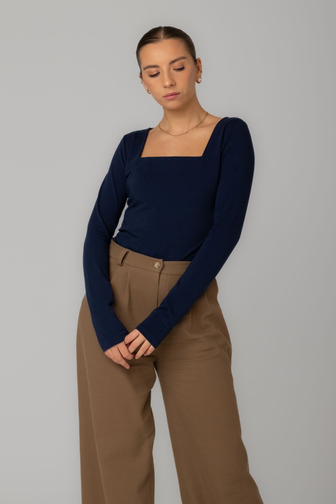 Longsleeve damski z kwadratowym dekoltem z bawełny organicznej