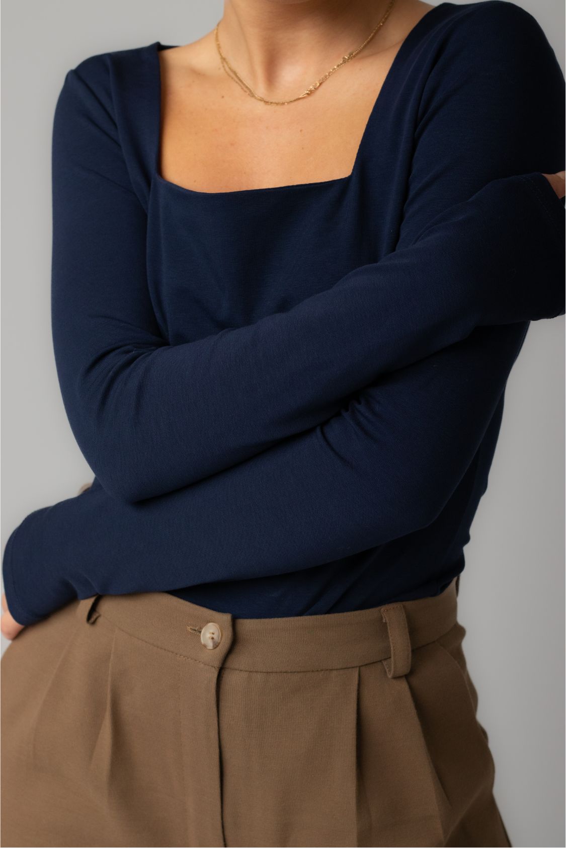 Longsleeve damski z kwadratowym dekoltem z bawełny organicznej