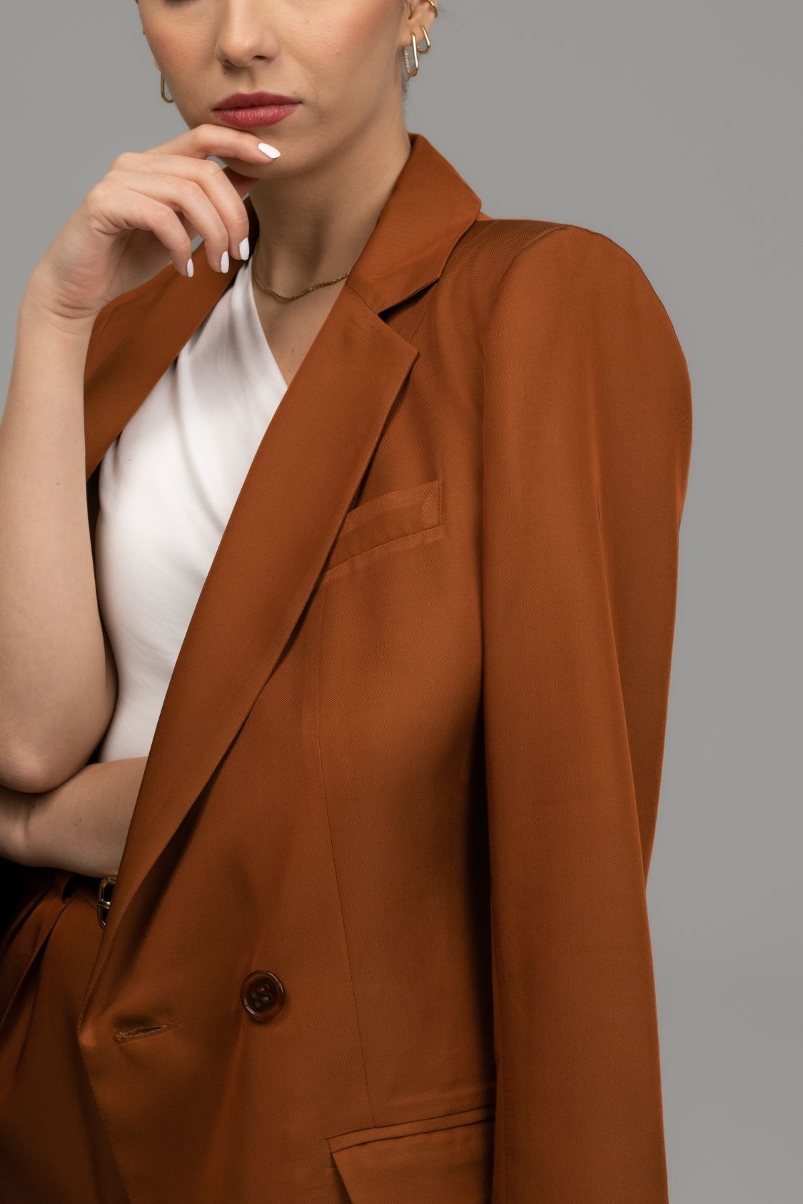 Marynarka dwurzędowa damska z wiskozy i lyocellu