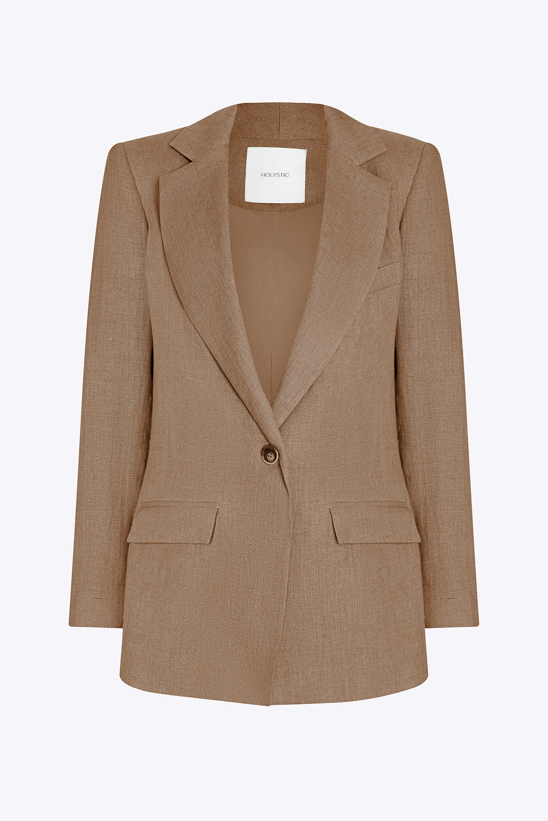 Marynarka lniana damska jednorzędowa taliowana