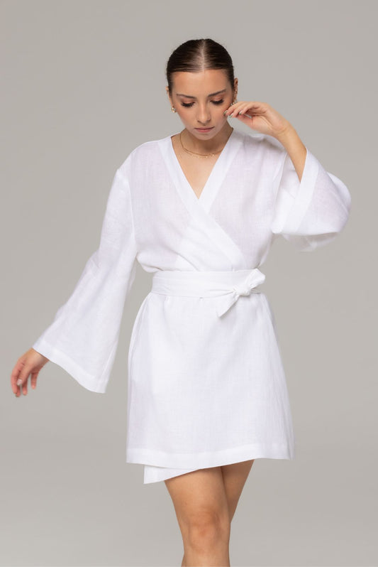 Lniana sukienka kimono