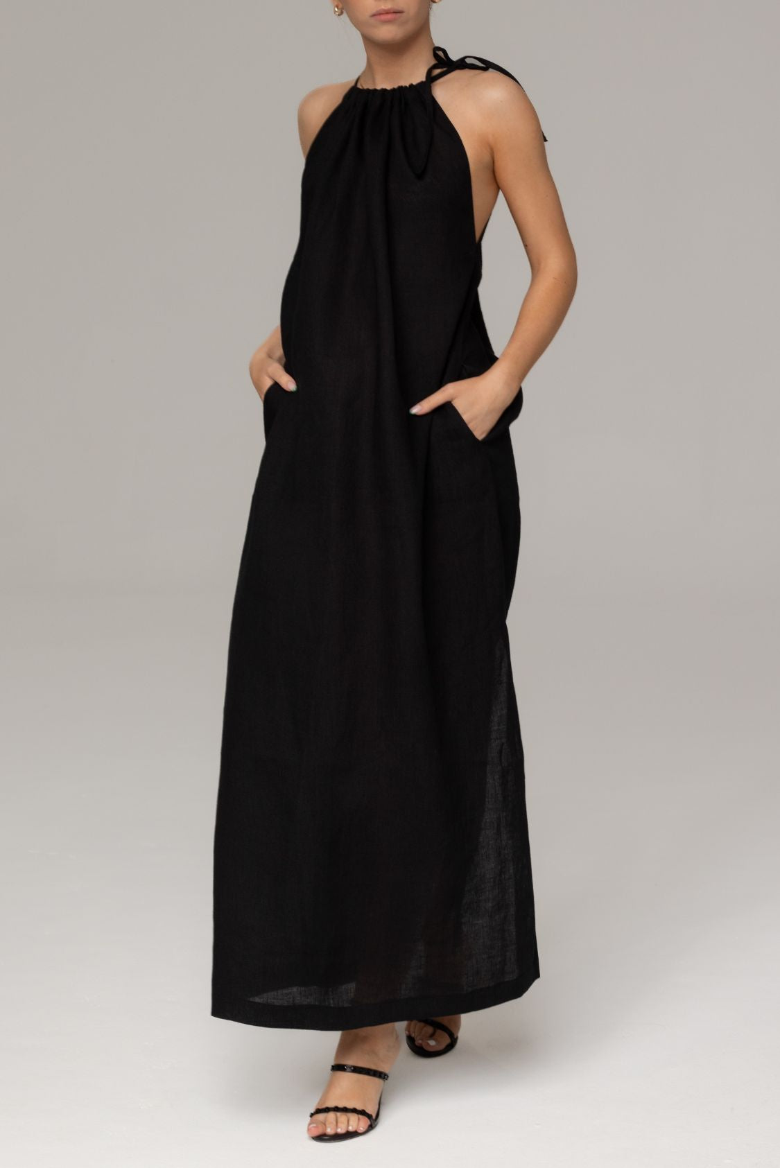 Lniana sukienka elegancka maxi - Amalfi