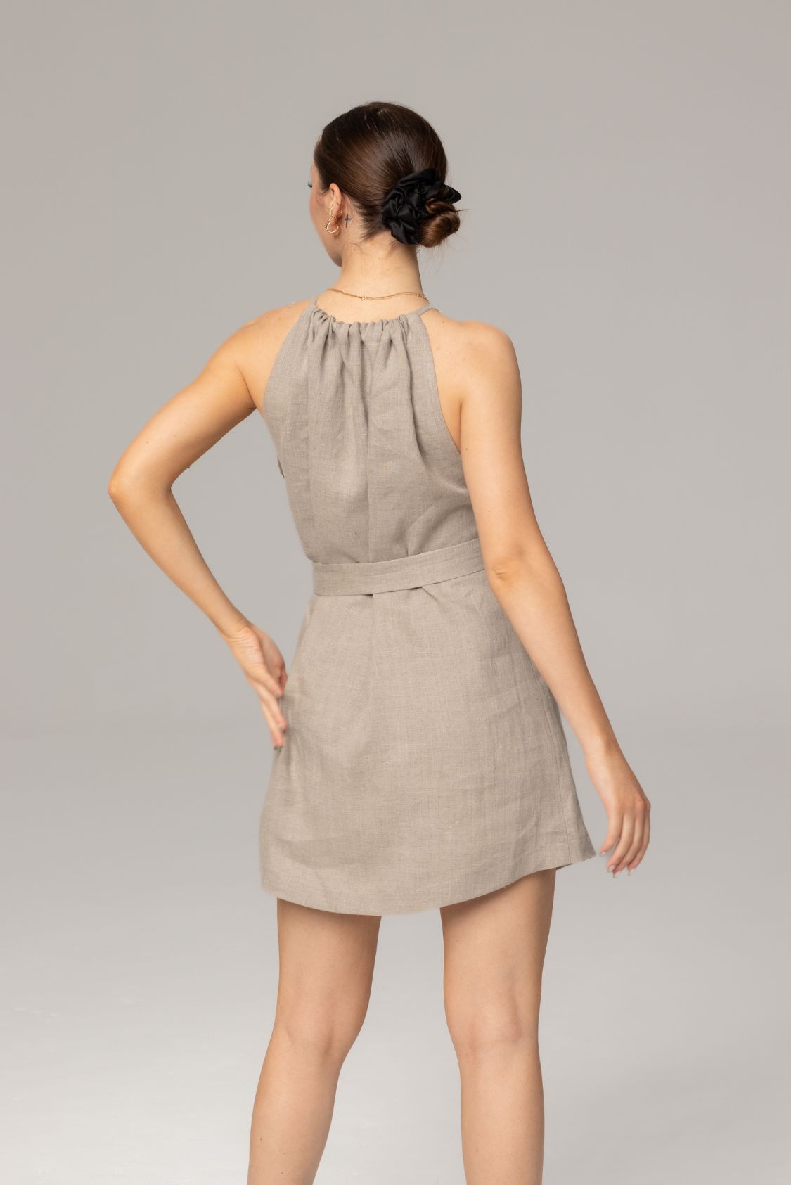 Lniana sukienka elegancka mini - Amalfi