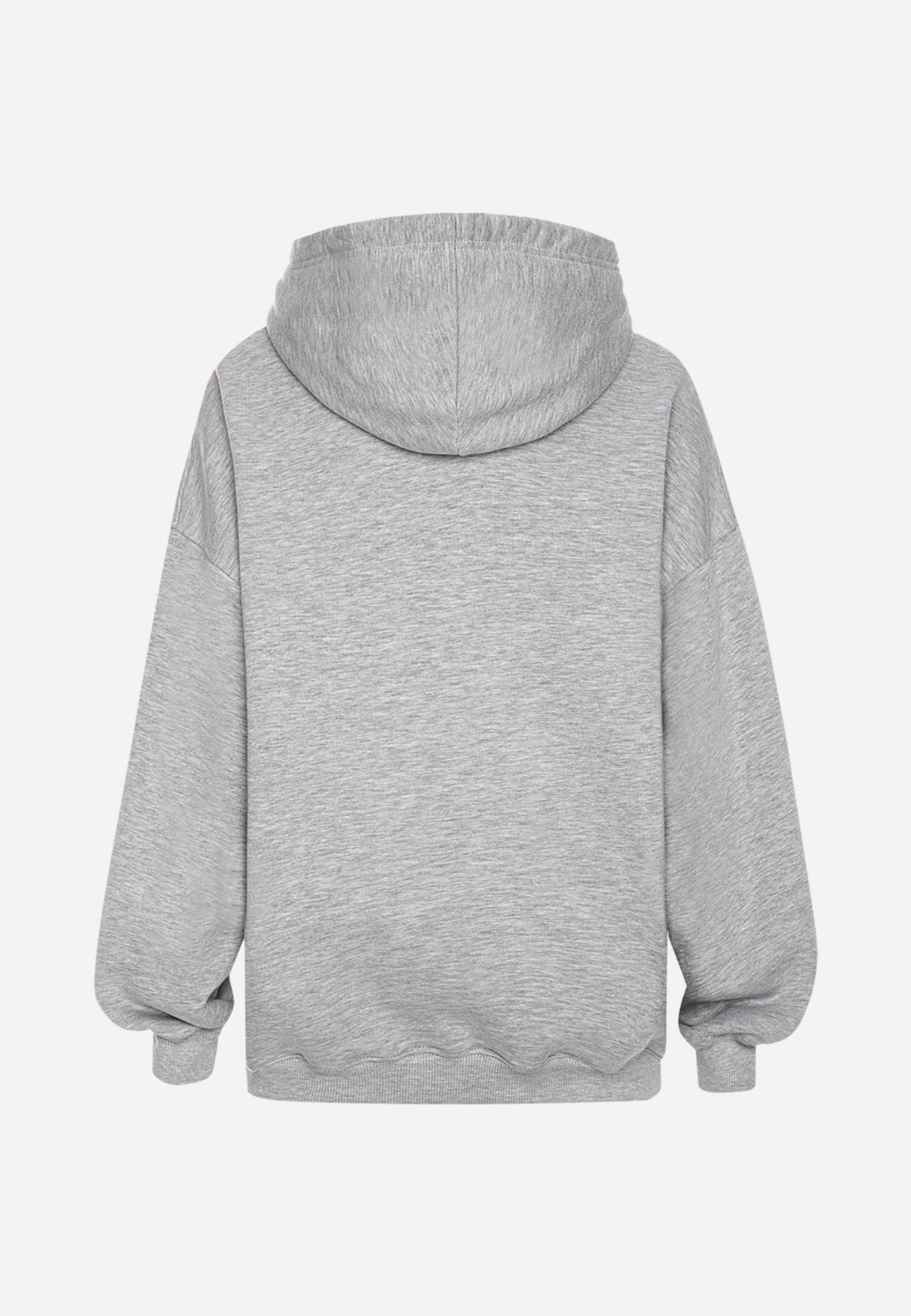 Bawełniana bluza damska oversize długa z kapturem, szara - Holystic