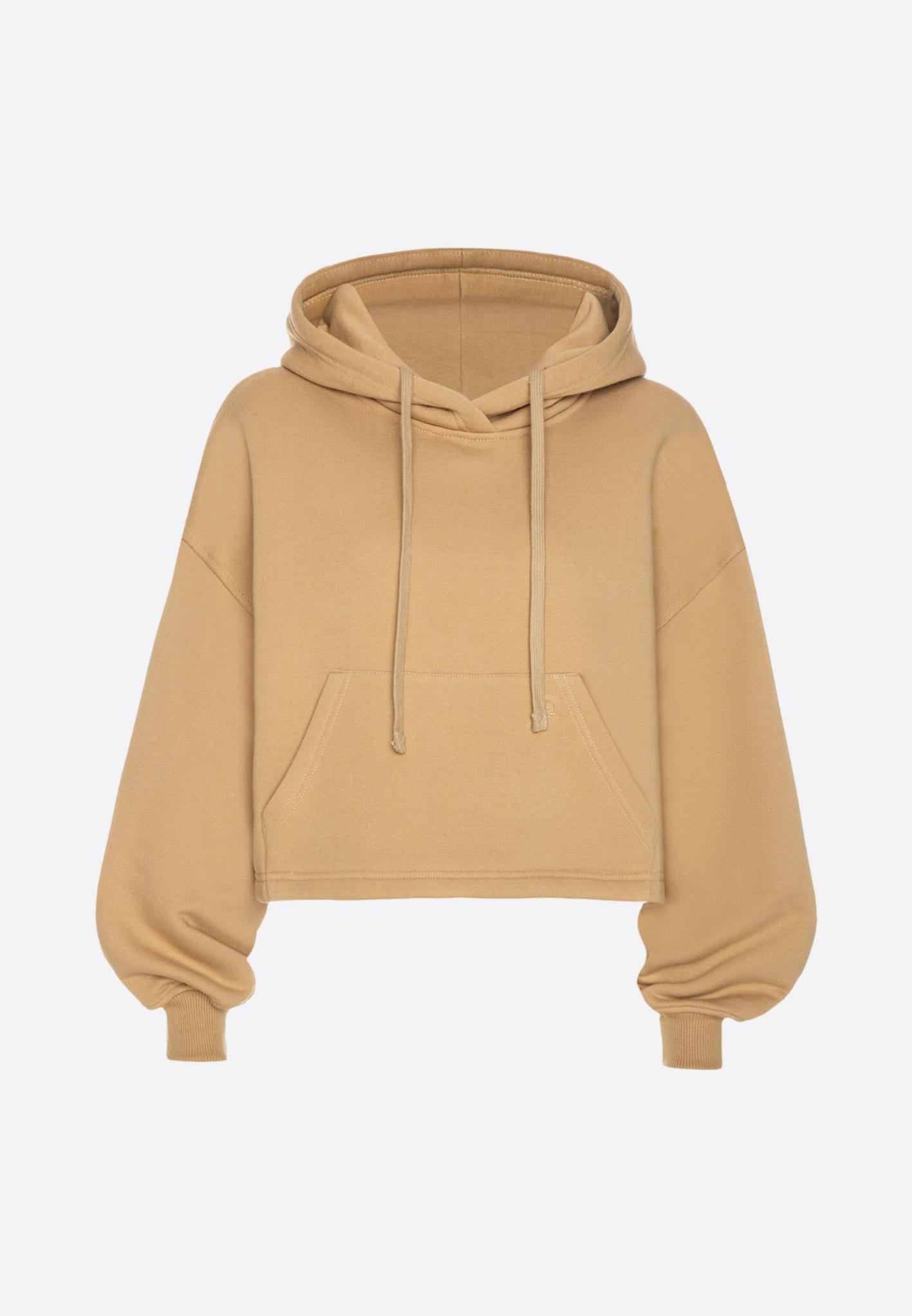 Bawełniana bluza damska oversize krótka z kapturem, beżowa- Holystic