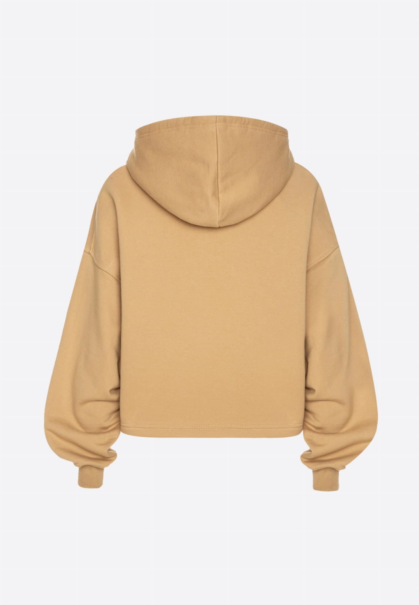 Bawełniana bluza damska oversize krótka z kapturem, beżowa- Holystic