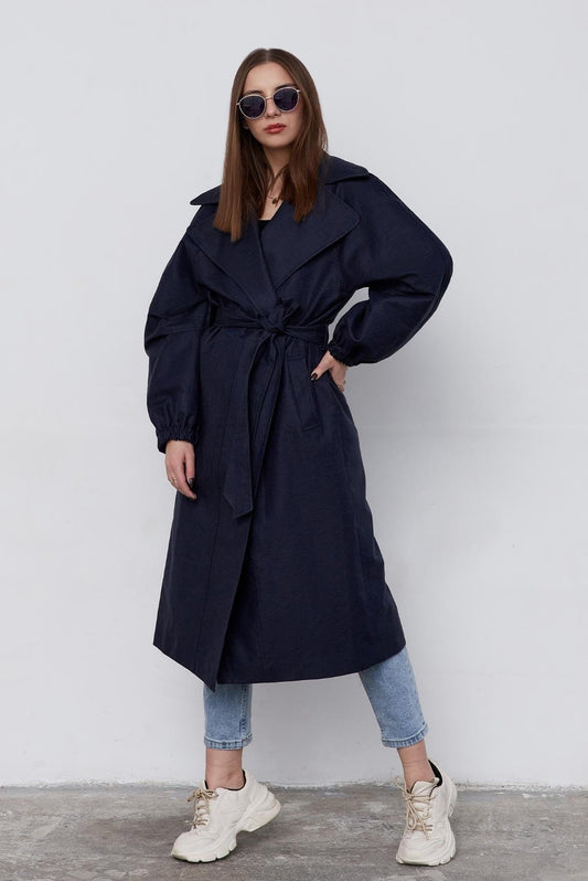 Trencz oversize maxi granatowy - Holystic Namur