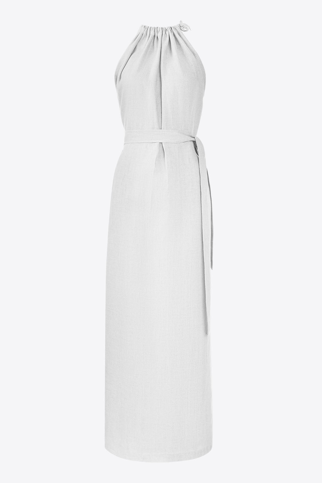 Lniana sukienka maxi elegancka biała - Amalfi od Holystic.pl