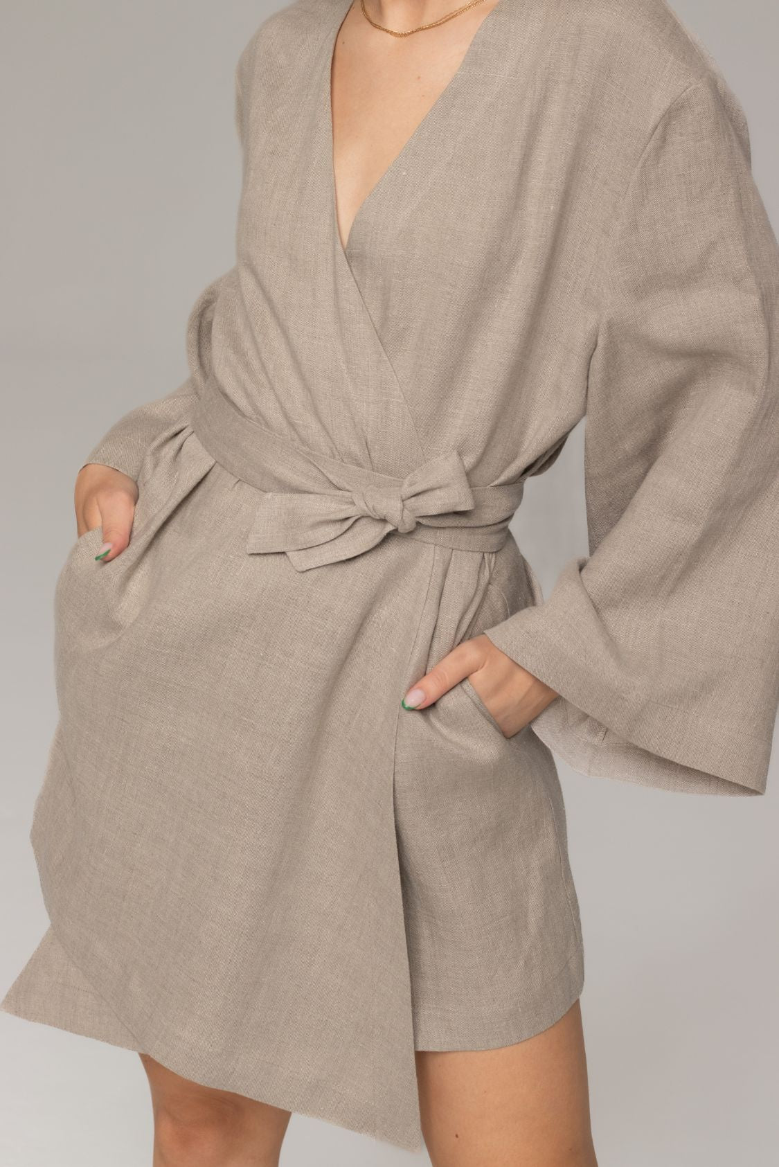Lniana sukienka kimono