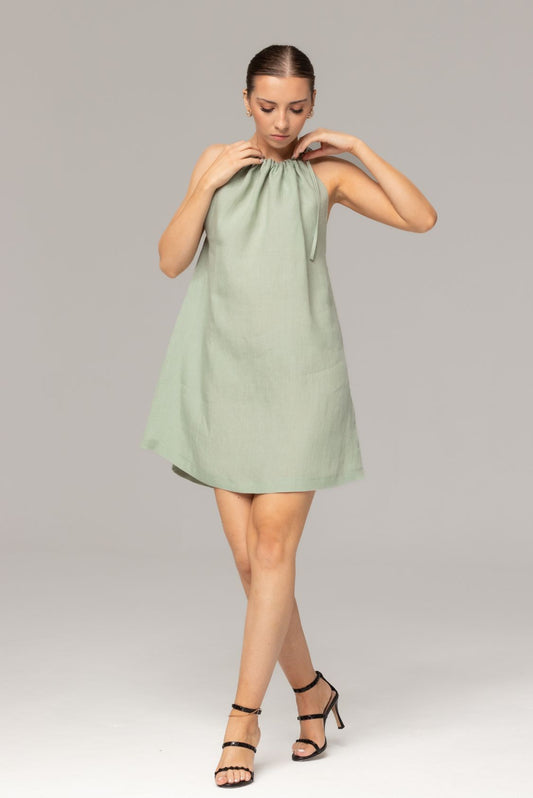 Lniana sukienka elegancka mini - Amalfi