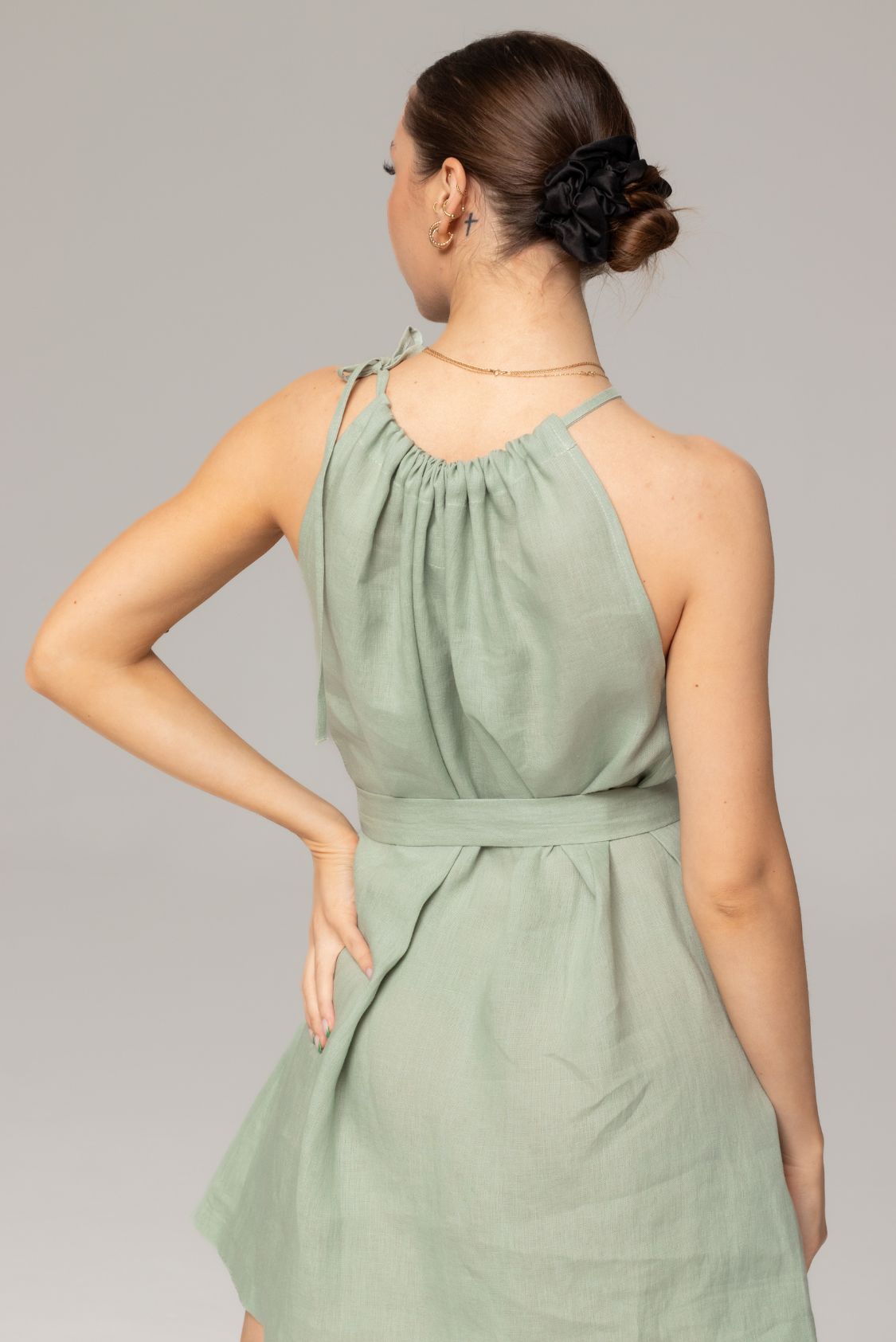 Lniana sukienka elegancka mini - Amalfi